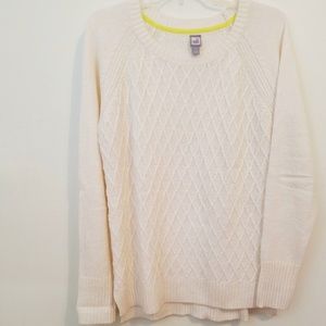 JCP Wool Blend Knit Ivory Crew Sweater sz L